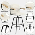 thumbnail image 6 of VECELO Set of 2 Counter Height Swivel Bar Stools with Back and Armrest, Modern Velvet Upholstered Bar Chairs for Kitchen Island, Steel Stool Frame, Beige, 6 of 11