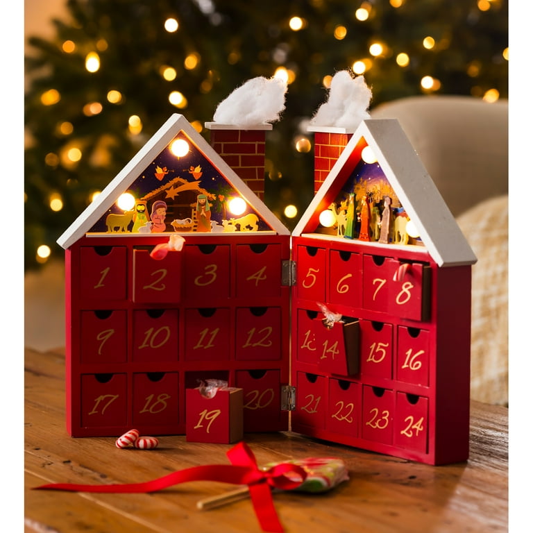 LED Nativity Wooden Advent Calendar Tabletop Décor, 16.5'' x 1.8'' x 12''  inches - Walmart.com