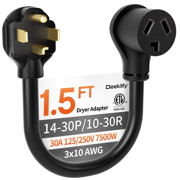 Adaptador para secadora Deeklify de 1,5 pies, 30 A, 125/250 V, resistente