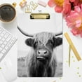 thumbnail image 4 of KXMDXA Scottish Highland Cow Clipboard Hardboard Wood Nursing Clip Board and Pull for Standard A4 Letter 13x9 inches, 4 of 5