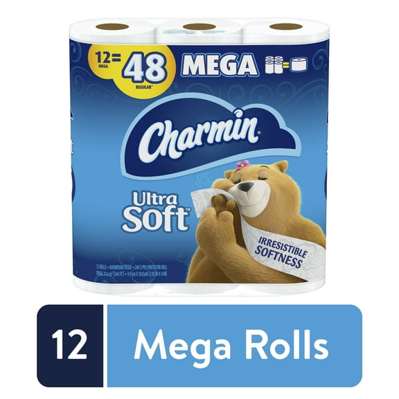 Charmin Ultra Soft Toilet Paper, 12 Mega Rolls, 264 Sheets per Roll