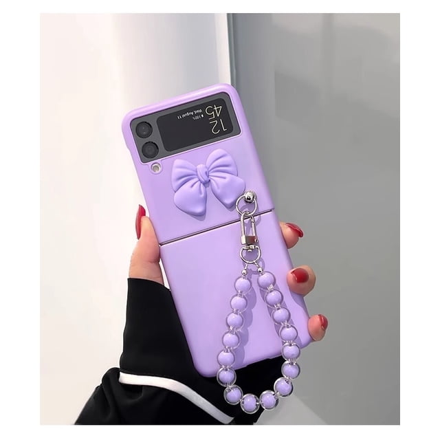 Funda de teléfono para Samsung Galaxy Z Flip 4 3 5G F7110 F7070 con cadena de corazón única Fivean unisex