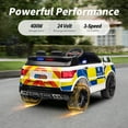 thumbnail image 5 of Outfunny Electric Police Car for Kids, 24 Volt Kids Ride on Toys w/ 400W Motors, Megaphone, Remote, Bluetooth - White, 5 of 10