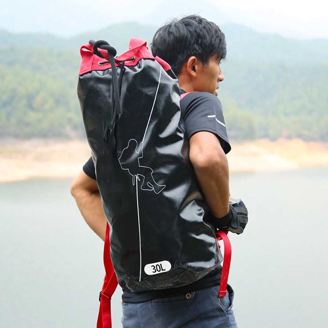 Adults Drawstring Closure Rope Bag Rock Climbing Downhill Caving Ropes Storage PVC Organizer Mountaineering Backpack Accessories 30L