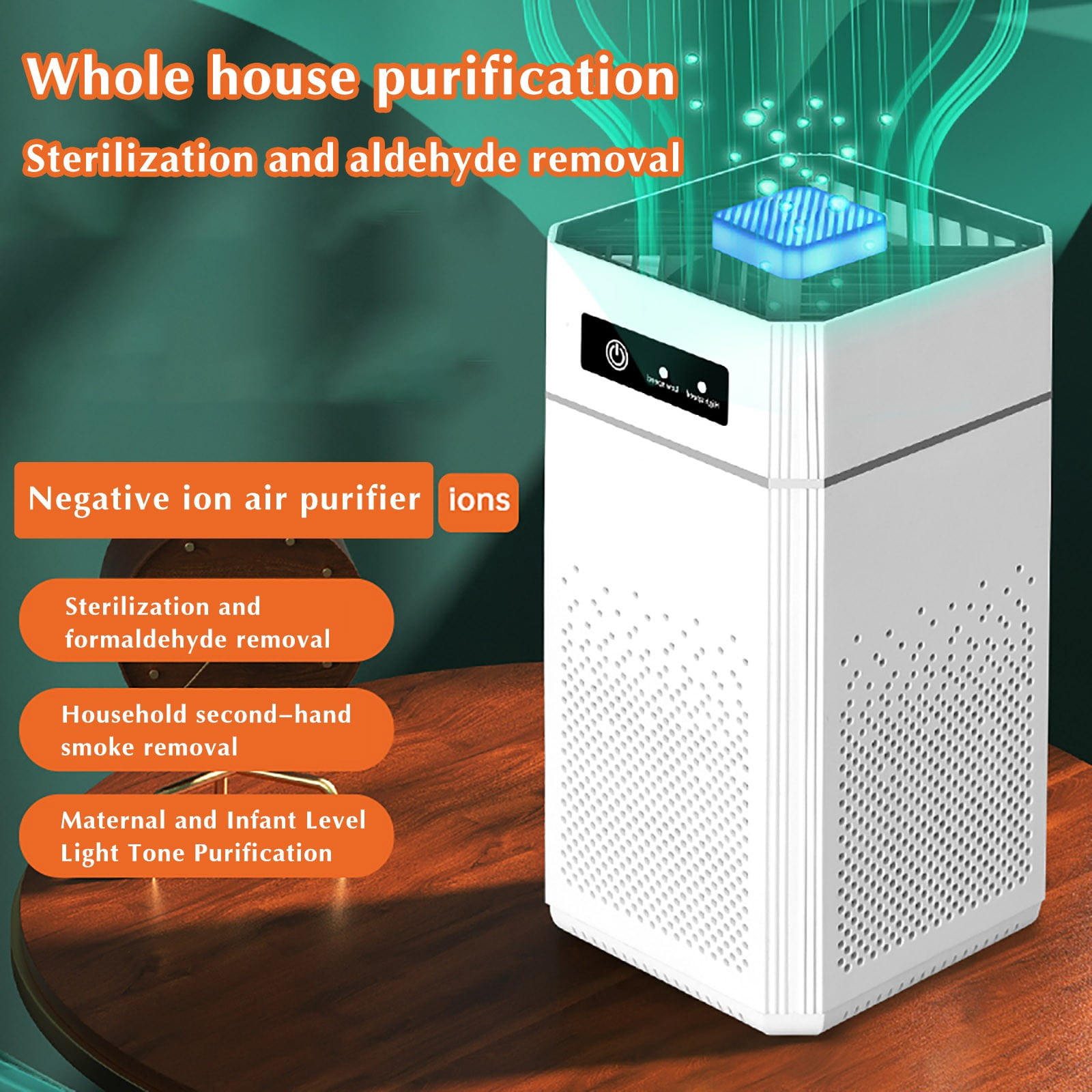 Portable Negative Ion Air Purifier With USB Power, Desktop Home Multifunctional Small Room Air Cleaner With H11 Nanocomposite Filter For Smoke Odor Dust Allergens Quiet Operation For Office Bedroom
