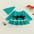 thumbnail image 2 of PENGXIANG Kid Noël Robe Col Rond Lettre Manches Longues Robe avec Ceinture Santa Chapeau, 2 of 6