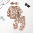 thumbnail image 2 of Futezty Baby Girl Clothes Fall Winter Outfit Waffles Floral Sweatshirt Tops Long Pants with Headband Toddler Girl Clothes 3M-4T, 2 of 5