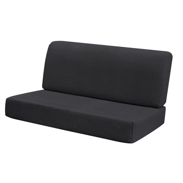 tamizeot RV Dinette Cushion Covers Easy Fitted Stretch Khaki Elastic RV Sofa Seat Slipcover Black