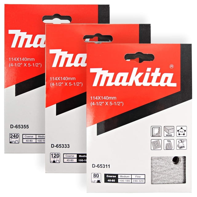 Juego de papel de lija Makita, 30 piezas, 4.5, multigrano para lijadora