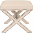 thumbnail image 2 of SAFAVIEH Palmer Transitional Cross Leg Upholstered Ottoman, Taupe, 2 of 3