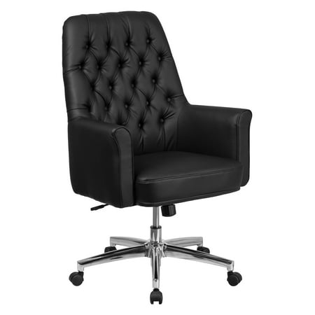 Flash Furniture Mid Back Traditional Tufted Black Leather Executive Flash Furniture Mid Back Traditional Tufted Black Leather Executive Swivel Chair With Arms Com