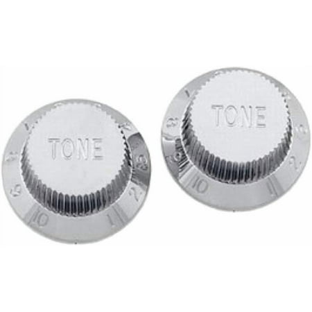 Allparts PK-0153 Set of 2 Plastic Tone Knobs for Stratocaster, Chrome plated plastic