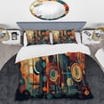 thumbnail image 2 of Designart "Nostalgic Abstraction Orange and Blue II" Modern Midcentury Bedding Covert Set - Abstract Midcentury Orange Abstract Bed Set With 2 Shams, 2 of 6