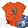 thumbnail image 4 of Offre à Durée Limitée Iumwxz Blouses Décontractées Basiques Orange Hauts Amples Hauts d'Été pour Femmes Hauts à Imprimé Plume Blouse à Manches Courtes Col Rond pour Femmes Costume d'Automne, 4 of 4