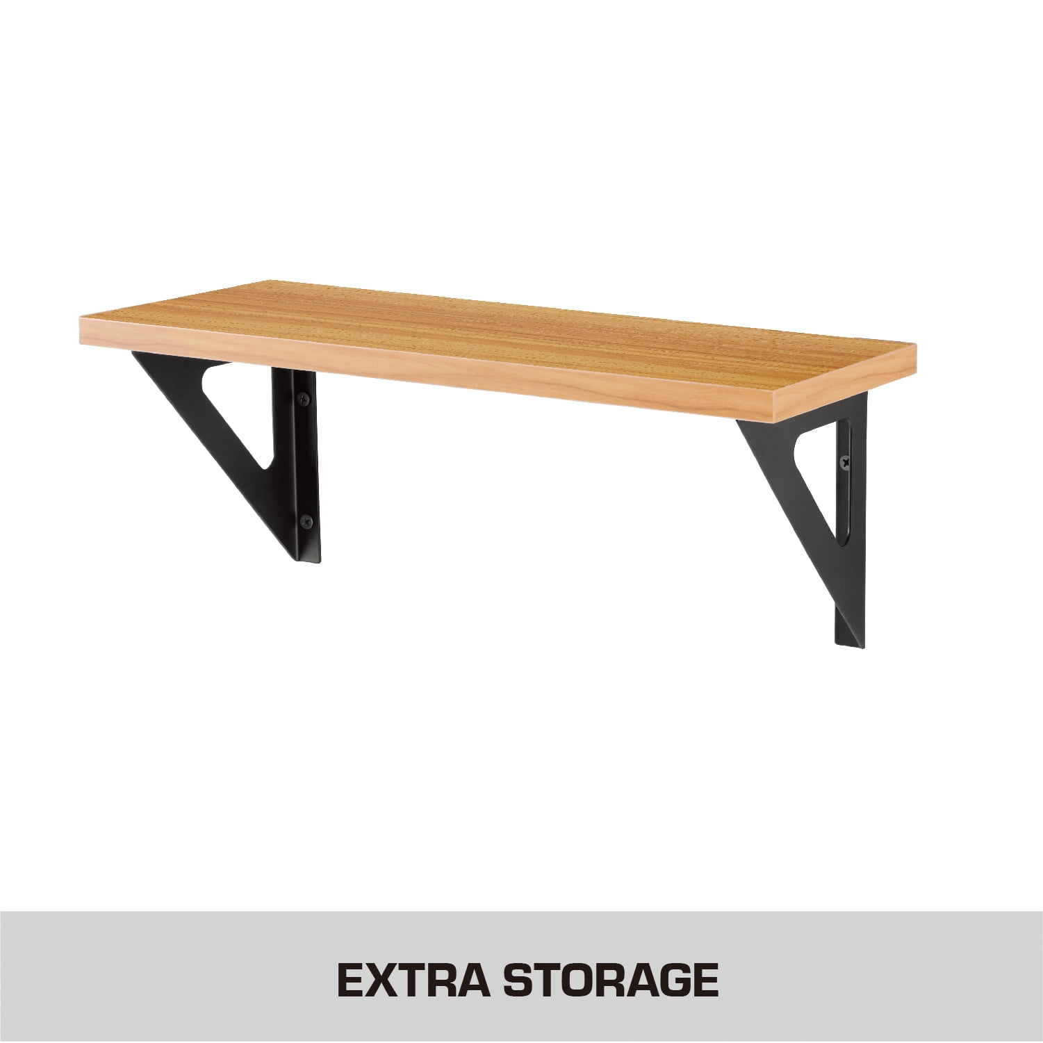 Hyper Tough Brown Shelf Kit with Brackets and Mounting Hardware, 15-3/4" x 6", 2-Pack