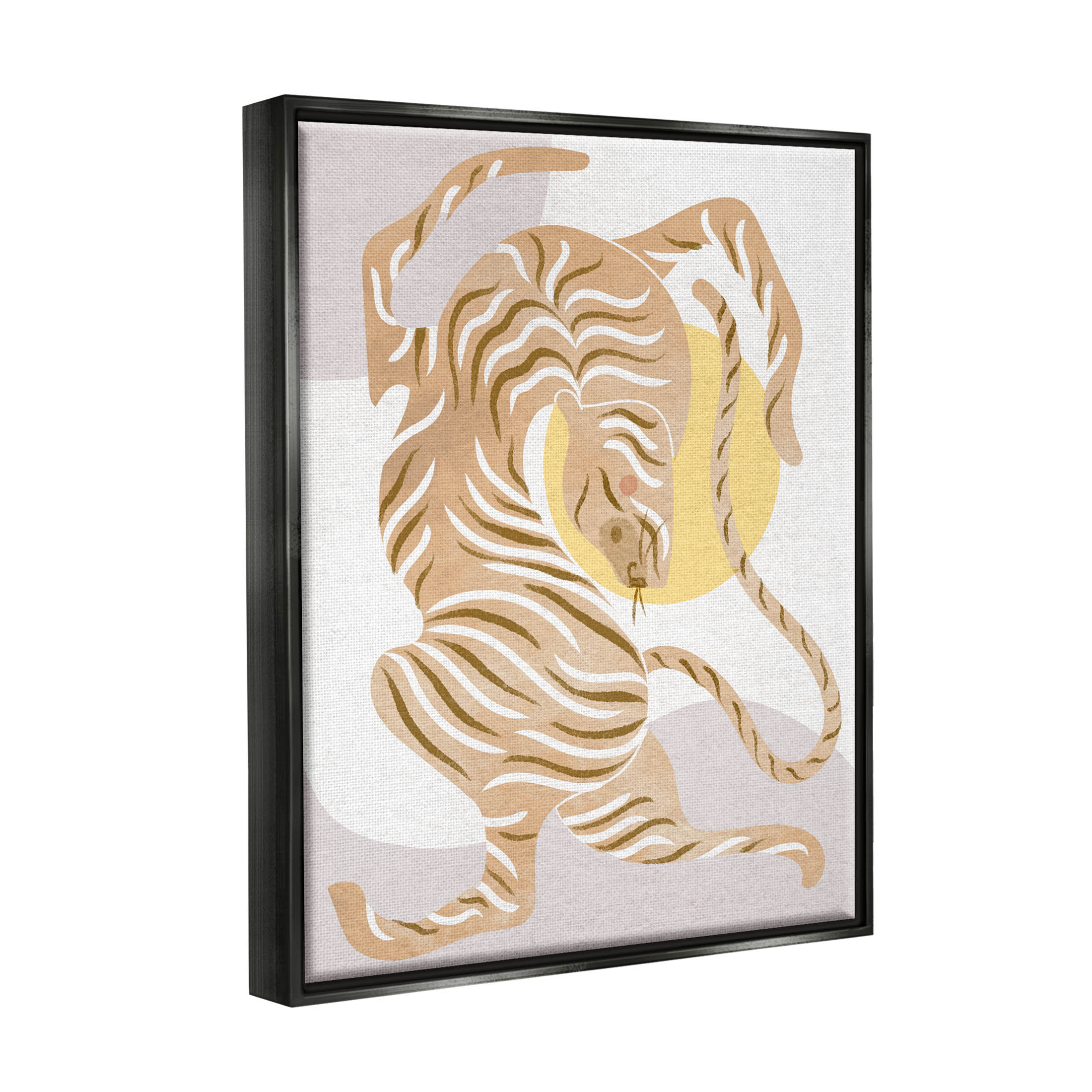 Geometric Tiger Stripes Shapes Animals & Insects Graphic Art Jet Black Framed Art Print Wall Art