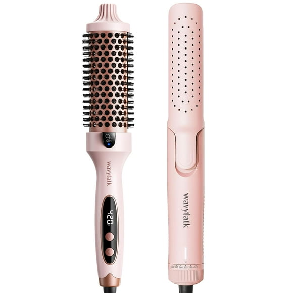 Wavytalk Thermal Brush, 1.5 inch Heated Round Brush for Blowout Look and Wavytalk 1 Inch Curling Iron, Airflow Styler with 360° Cooling Air
