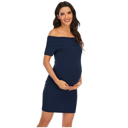 

Black and Friday/Cyber·Monday Deals asdoklhq Maternity Clothes for Women Clearance Women s Maternity Sleeveless Solid Color Off Shoulder Backless Dress