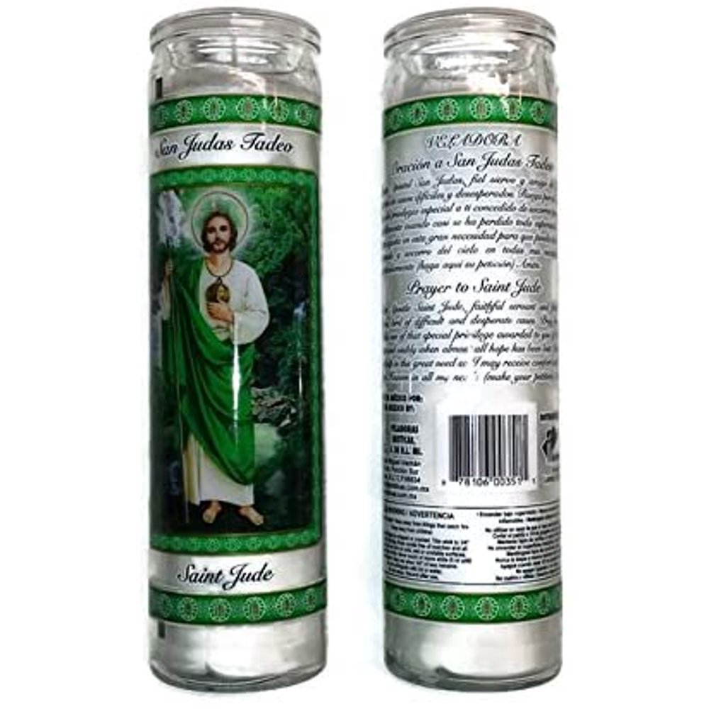Saint Jude San Judas Prayer Candles Religious Candle, White Wax