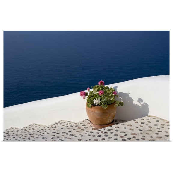 Great BIG Canvas | "Greek Flowers over the sea" Art Print - 36x24