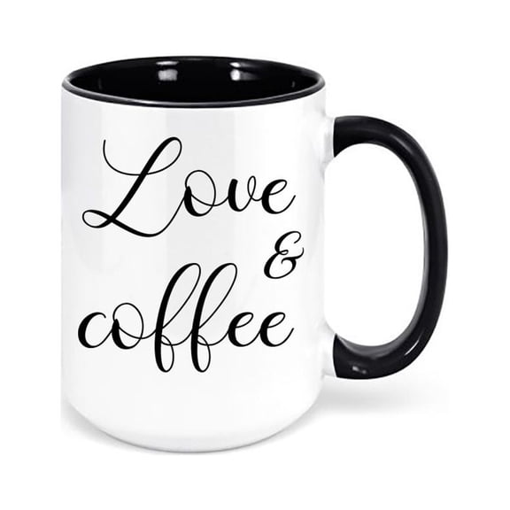 Love And Coffee, Inspirational Mugs, Gift For Her, Home Decor, Coffee Lover, Gift For Her, Mother's Day Gift, Love Coffee Mug, Love Cup, BLACK