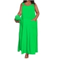 thumbnail image 2 of Karymi Plus Size Solid Color Sleeveless Maxi Dress, Casual Scoop Neck Overall Style Long Dress with Pockets, Loose Flowy Summer Dress Spring Dresses for Women, 2 of 6