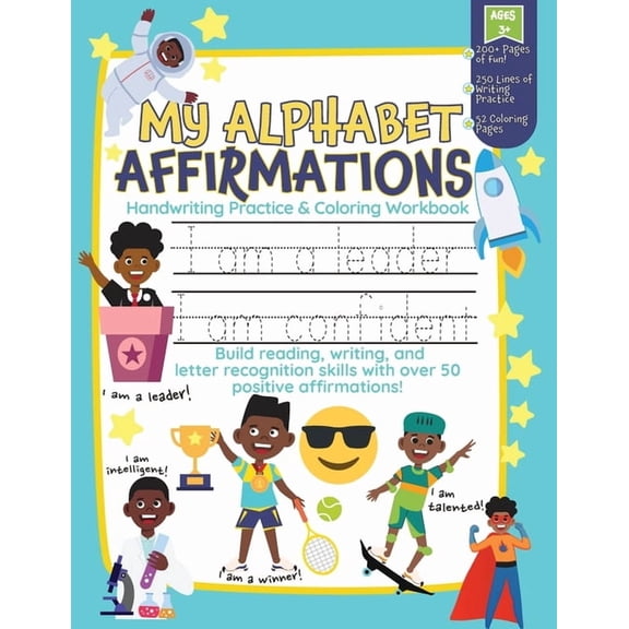 My Alphabet Affirmations Coloring and Handwriting Workbook for Black Boys, (Paperback)