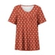 thumbnail image 4 of Qucoqpe - Blusa de talla grande para mujer, estilo informal, con estampado de lunares, cuello en V, manga corta, fruncida, para verano, en liquidación, 4 of 5