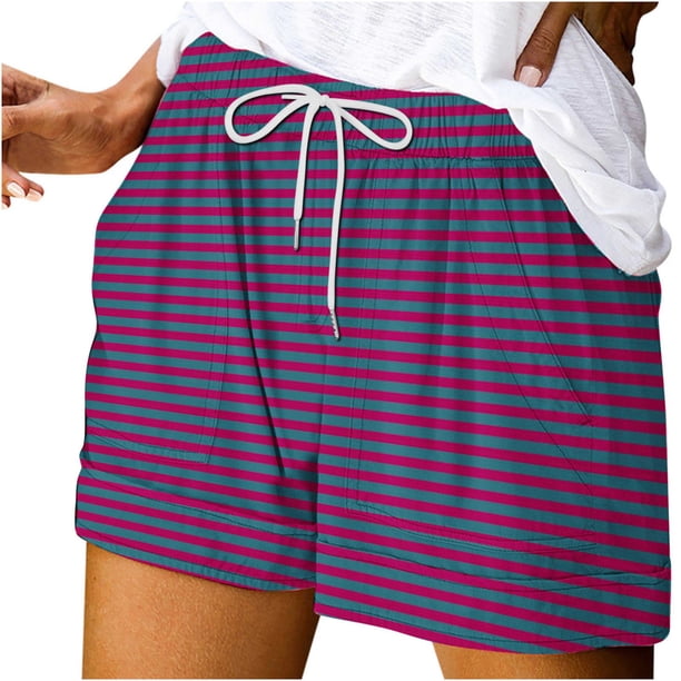 Mujeres Pantalones Cortos con Bolsillos Impresos Detalle Vendaje, Casual Y Suelto Ajuste Pantalones Cortos de las Mujeres para el Verano