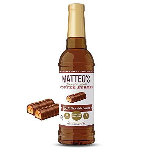 Matteo's Sugar Free Coffee Flavoring Syrup, Chocolate Caramel, Delicious Coffee Syrup, 0 Calories, 0 Sugar Coffee Syrups, Chocolate Caramel, 750 milliliters, 1 Bottle