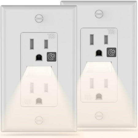 SOZULAMP Decorator Receptacle Outlet with Night Light Tamper-Resistant 15A 125V 2 Pole 3 Wire Standard Electrical Wall Outlets with Guide Light Residential Grade Receptacle  WallPlates Included White price history on PriceWatchPro