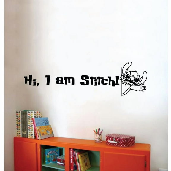 Hi, I Am Stitch! Cute Lilo and Stitch Disney Cartoon Wall Sticker Art Decal for Boys Girls Room Bedroom Kindergarten Nursery House Fun Home Decors Stickers Wall Art Vinyl Decoration Size (22x40 inch)