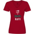 thumbnail image 3 of Inktastic Lab Life is Ruff Labrador Retriever Women's V-Neck T-Shirt, 3 of 5