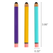 onn. Pencil Styluses, Compatible with Most Smartphones & Tablets, 3 Count, Yellow, Purple, Sky Blue