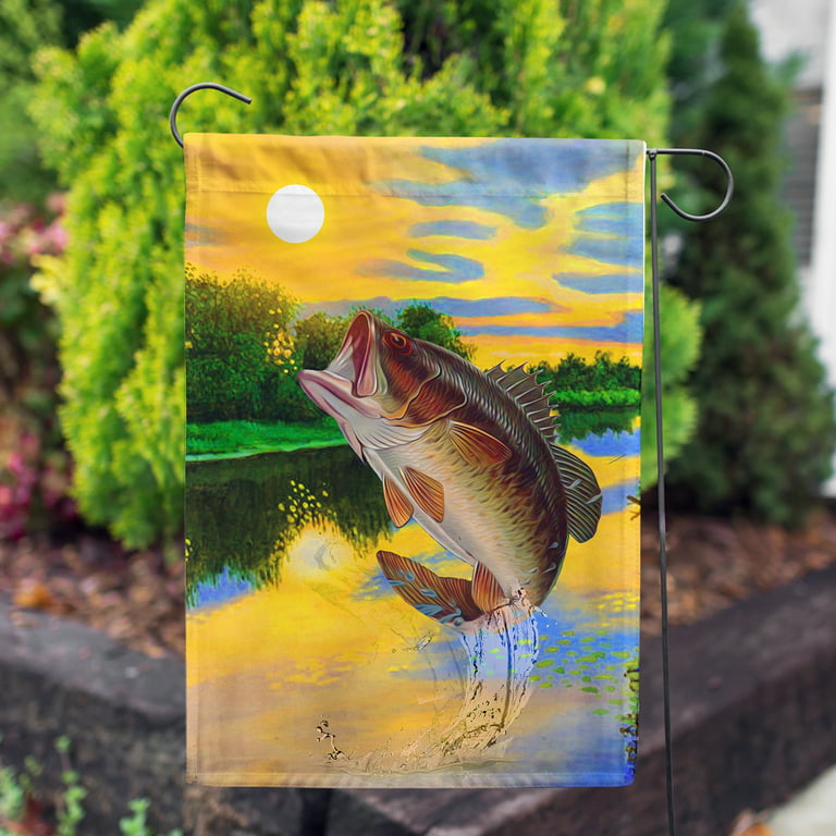 America Forever Gone Fishing Summer Garden Flag 12.5 x 18 inches Country  Life Lake Fish Out of Water Sunset Rustic Summer Sport Double Sided  Seasonal