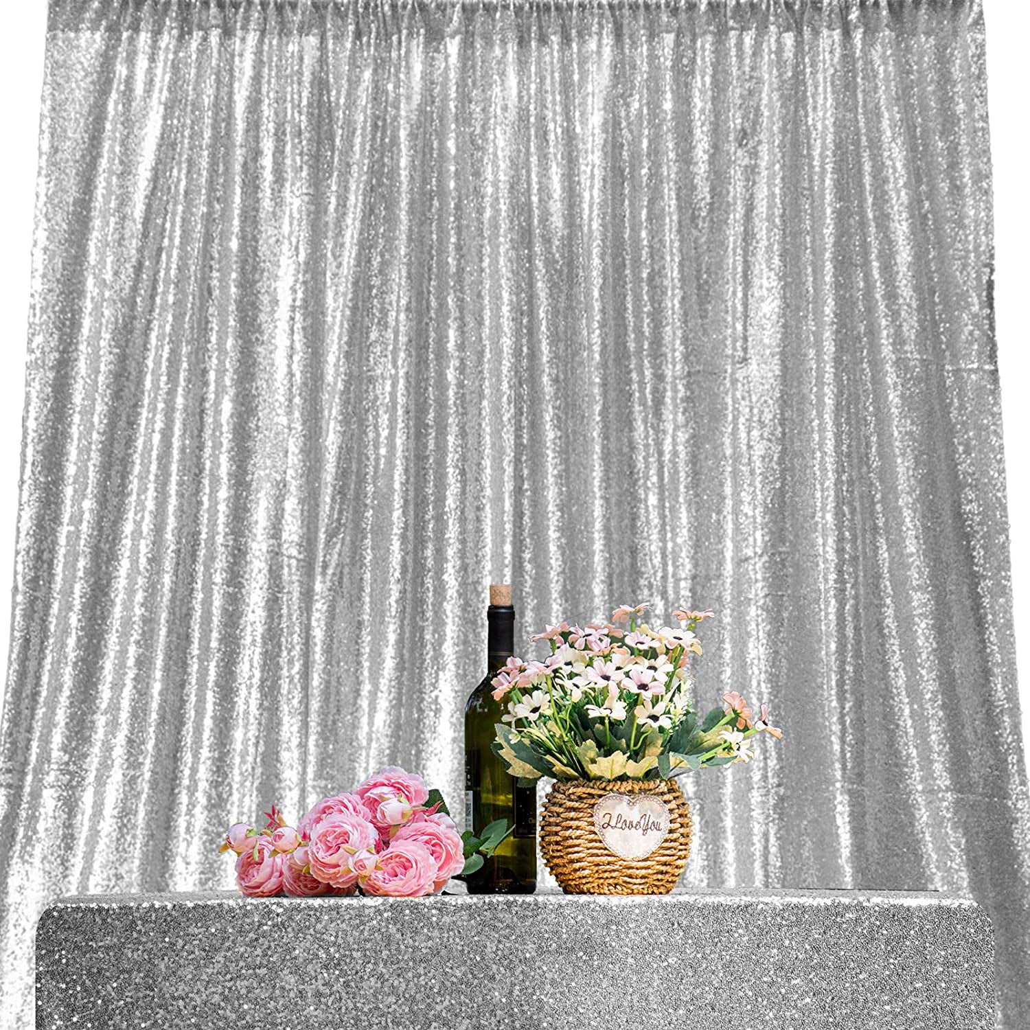4ftx6.5ft Sequin Backdrop Curtain Wedding Party Photo Booth Stage Background 