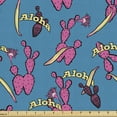 thumbnail image 1 of Aloha Upholstery Fabric by the Yard, Cartoon Style Demonstration of Colorful Spiky Cactus with Typography, Decorative Fabric for DIY and Home Accents, 2 Yards, Sea Blue Pink and Yellow by Ambesonne, 1 of 4