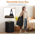 thumbnail image 4 of Lifewit 150L Double Laundry Hamper with Lid, Large Laundry Basket with Bamboo Handles and Removable Laundry Bags, Foldable Clothes Hampers for Laundry for Bedroom, Bathroom, Dorm, Laundry Room, Black, 4 of 5