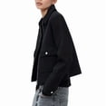 thumbnail image 5 of Women'S Jacket with Zipper Long Sleeve Turn Down Collar Casual Coat with Pockets for Autumn Winter Black S, 5 of 9