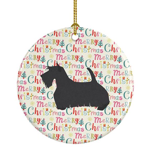 Scottish Terrier Merry Christmas Ceramic Ornament 2.8 in x 2.8 in