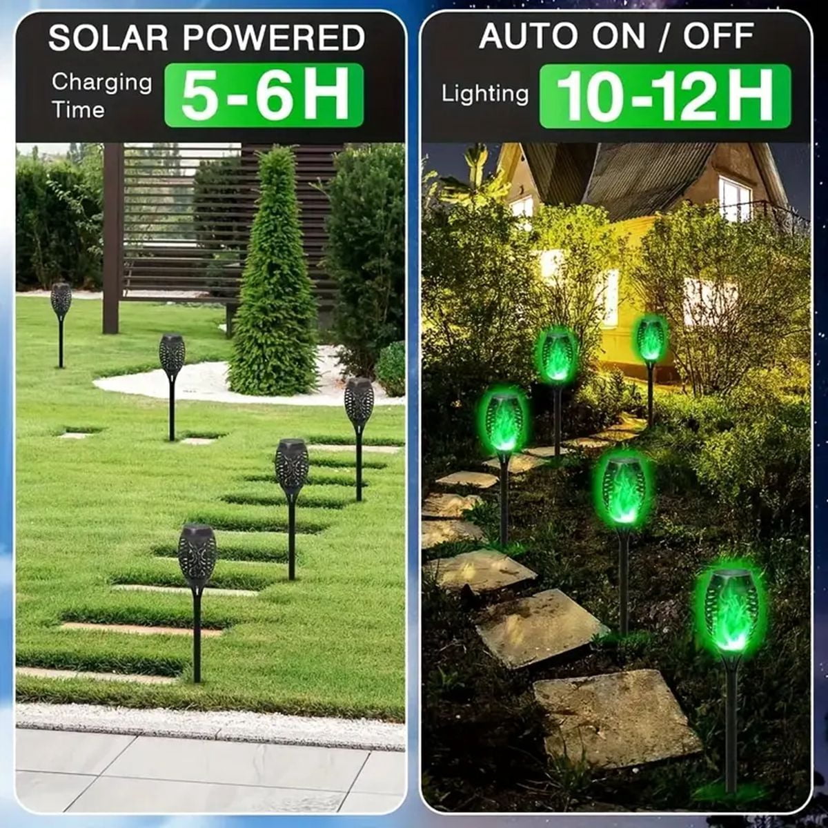 Magicorange 8 Pack Outdoor Solar Lights Waterproof, Green Flame Solar Torch Lights, Decorative Landscape Lamps for Garden Patio Yard Pathway Walkway, Christmas, Halloween
