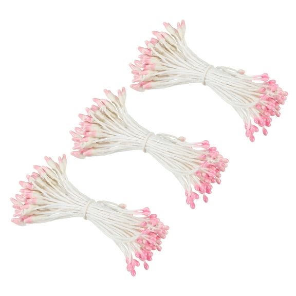 Uxcell 2mm Double Heads Flower Stamen, Artificial Flower Pistil Matt for DIY Christmas Decor, Pink 864 Pcs