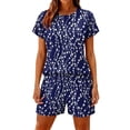 thumbnail image 3 of Outfits Women's Summer Two Piece Shorts Set Leopard Print Round Neck Short Sleeve Tops and Pocket Shorts Set Home Leisure, 3 of 5