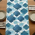 thumbnail image 5 of Table Runners 90 Inches Long Dress Scarves, Blue Geometric Moroccan Farmhouse Coffee/Dining/Kitchen Table Runner for Living Room, Abstract Art Blue Ombre Modern 13x90 Inch, 5 of 9