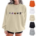 thumbnail image 2 of QINGFSAP Womens Halloween Sweatshirt Crewneck Long Sleeve Pullover Top Patched Pocket Rolled Cuff Graphic Print Sweatshirt, 2 of 3