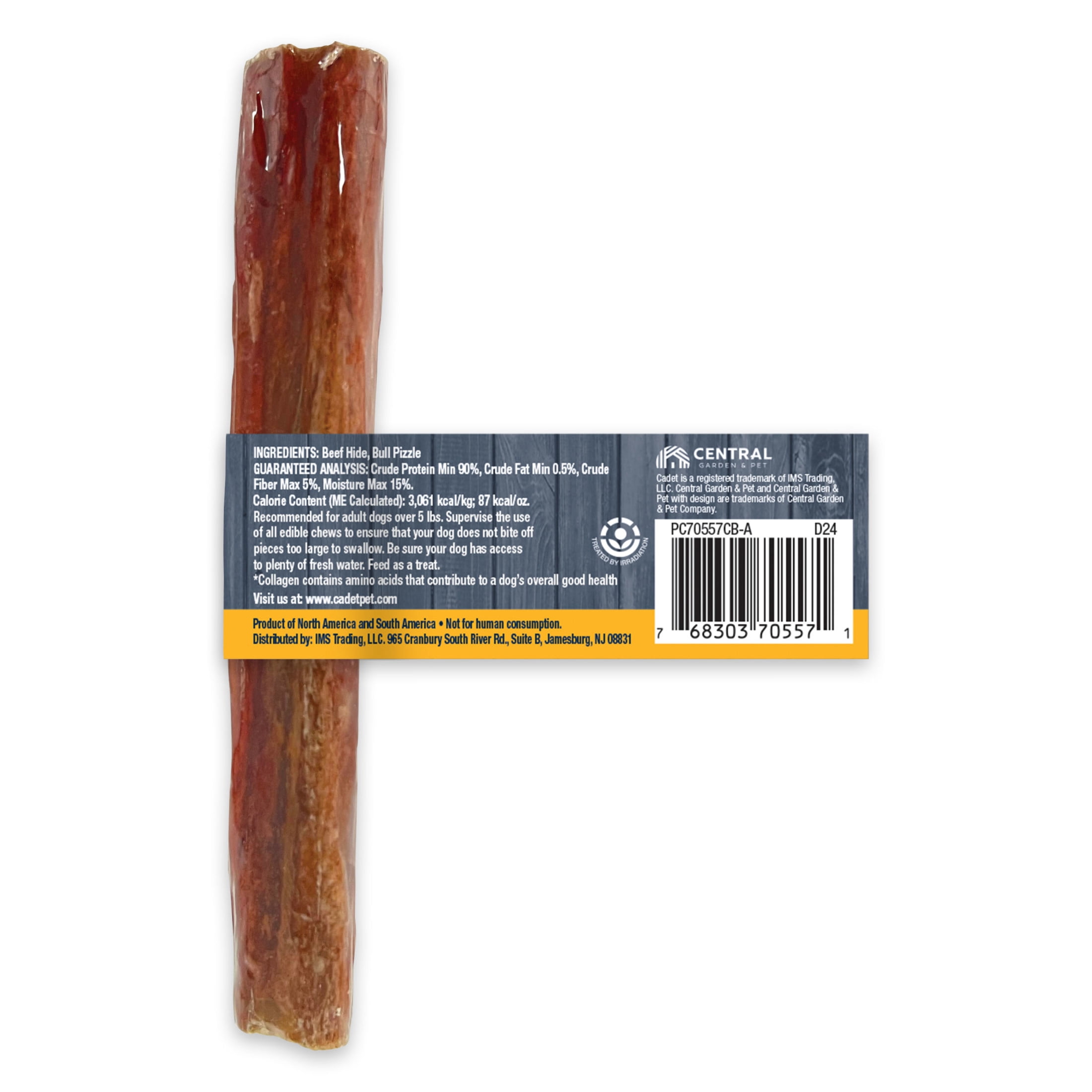 Cadet Bully Hide Sticks Dog Treats for Small Dogs, Natural Dog Chew Sticks, Limited Ingredient Dog Bones, Small, 0.875 Ounce, 1 Count