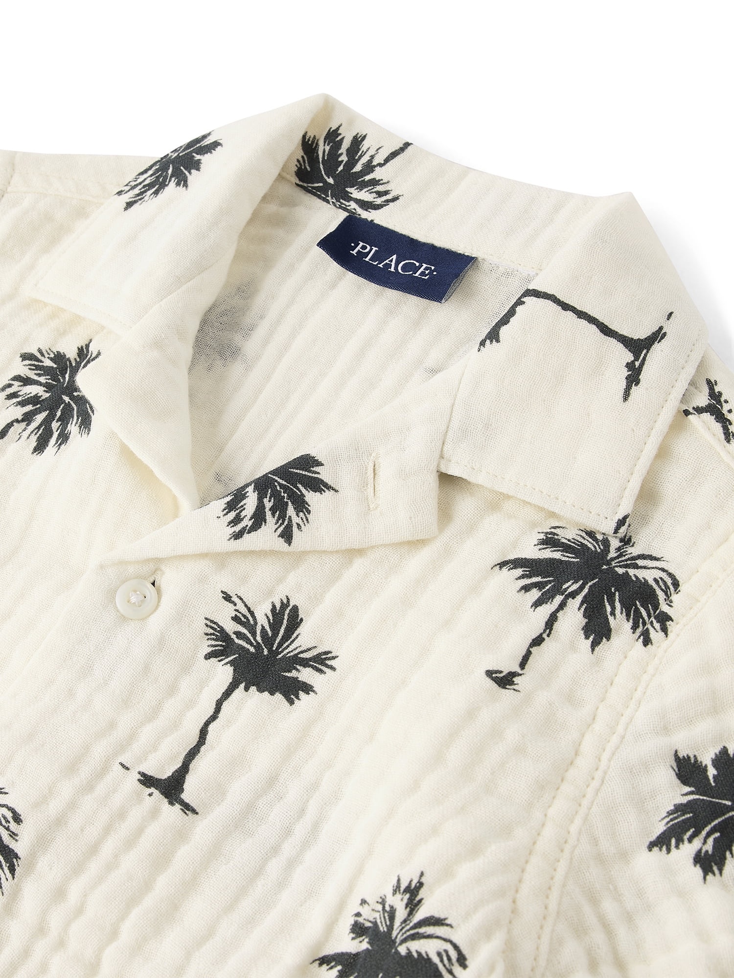The Children's Place Boys Short Sleeve Allover Print Gauze Button Up Shirt, Sizes S-XXL