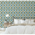 thumbnail image 5 of S4Sassy Modern Ikat Diamond Wallpaper- Blue Bohemian Wall Covering, 25" X 120" Self-Adhesive Textured Vinyl Walls Paper, Decorative Wallwrap, Easy Diy Walls Covering For Bedroom, Living Space, 5 of 9