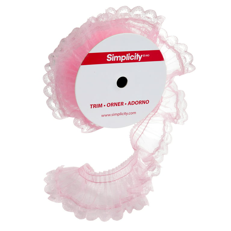Fringed Pink Flower Ribbon - 3/8