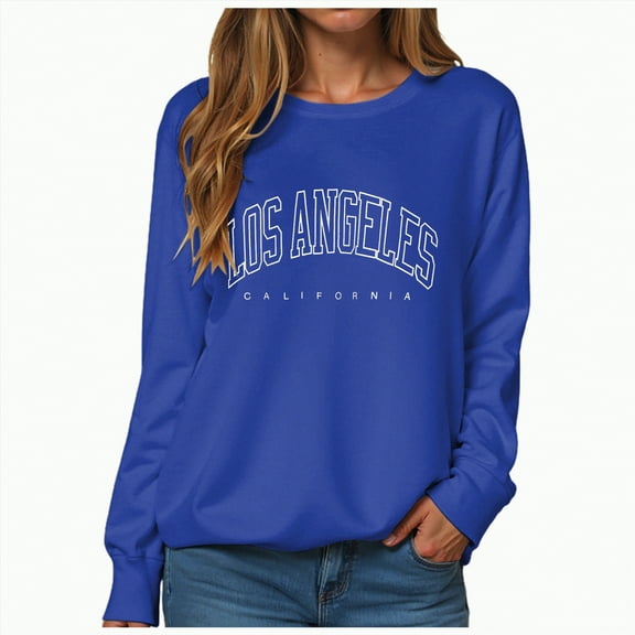 Towmus Women's Oversized Sweatshirt Los Angeles California Casual Long Sleeve Raglan Shirts Cool Letter Print Pullover Tops